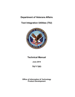 Department of Veterans Affairs  Text Integration Utilities (TIU) Technical Manual