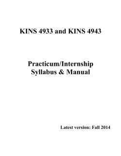 KINS 4933 and KINS 4943 Practicum/Internship Syllabus &amp; Manual