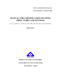 MANUAL FOR CERTIFICATION OF STEEL PIPES, TUBES AND FITTINGS