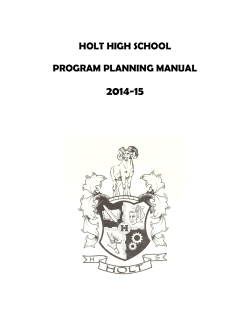 2014-15  HOLT HIGH SCHOOL PROGRAM PLANNING MANUAL