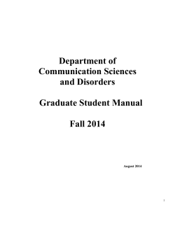 Department of Communication Sciences and Disorders Graduate Student Manual