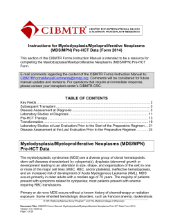 Instructions for Myelodysplasia/Myeloproliferative Neoplasms (MDS/MPN) Pre-HCT Data (Form 2014)