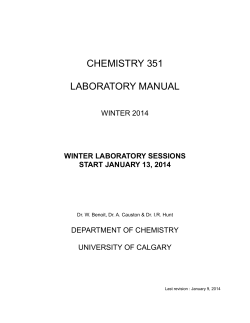CHEMISTRY 351 LABORATORY MANUAL WINTER 2014 DEPARTMENT OF CHEMISTRY