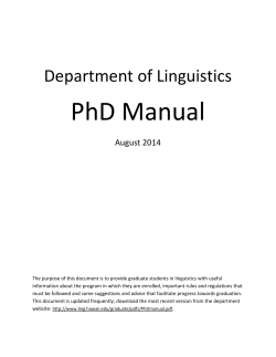 PhD Manual  Department of Linguistics  August 2014 