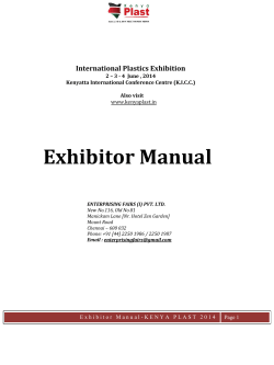 Exhibitor Manual  International Plastics Exhibition www.kenyaplast.in
