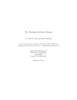 The Teaching Assistant Manual by Judith M. Arms and James Mihalisin