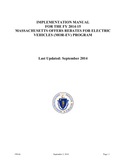 IMPLEMENTATION MANUAL FOR THE FY 2014-15 MASSACHUSETTS OFFERS REBATES FOR ELECTRIC