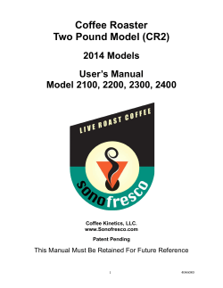 Coffee Roaster Two Pound Model (CR2) 2014 Models