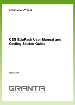 CES EduPack User Manual and Getting Started Guide CES EduPack 2014