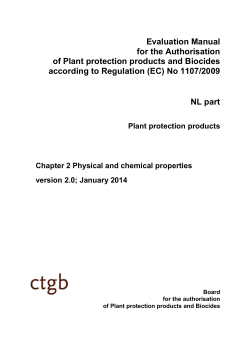 Evaluation Manual for the Authorisation of Plant protection products and Biocides
