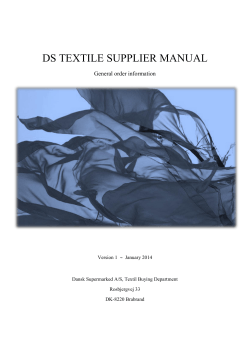 DS TEXTILE SUPPLIER MANUAL General order information Version 1