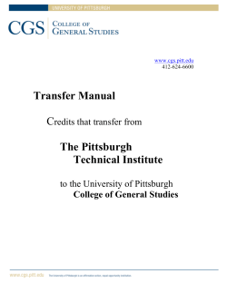 Transfer Manual The Pittsburgh Technical Institute