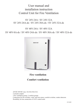 User manual and installation instruction Control Unit for Fire Ventilation