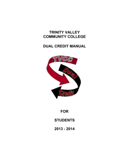 TRINITY VALLEY COMMUNITY COLLEGE DUAL CREDIT MANUAL