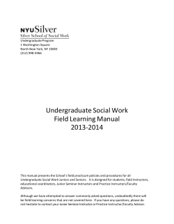 Undergraduate Social Work Field Learning Manual 2013-2014