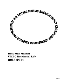 2013-2014 Desk Staff Manual UMBC Residential Life