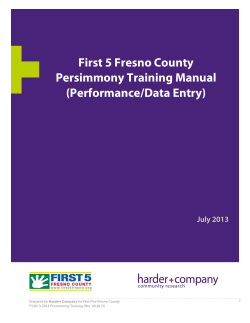 First 5 Fresno County Persimmony Training Manual (Performance/Data Entry) July 2013
