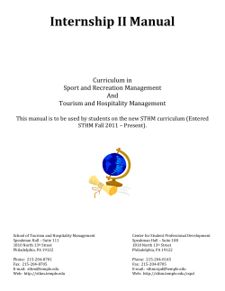 Internship II Manual Curriculum in Sport and Recreation Management And