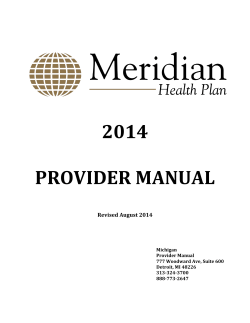 2014 PROVIDER MANUAL Revised August 2014