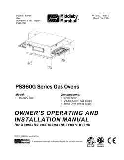PS360G Series Gas Ovens OWNER’S OPERATING AND INSTALLATION MANUAL