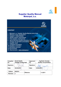 Supplier Quality Manual Motorpal, a.s.  CONTENT