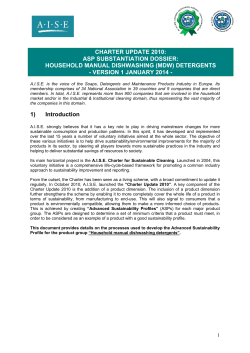 CHARTER UPDATE 2010: ASP SUBSTANTIATION DOSSIER: HOUSEHOLD MANUAL DISHWASHING (MDW) DETERGENTS