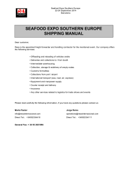SEAFOOD EXPO SOUTHERN EUROPE SHIPPING MANUAL