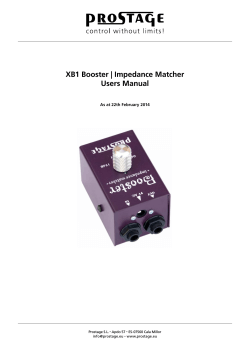 XB1 Booster | Impedance Matcher Users Manual As at 22th February 2014