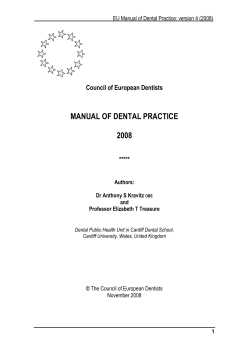 MANUAL OF DENTAL PRACTICE 2008 Council of European Dentists *****