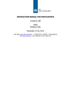 INSTRUCTION MANUAL FOR PARTICIPANTS  invited by CBI EIMA