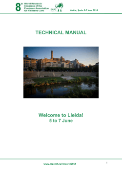 TECHNICAL MANUAL Welcome to Lleida! 5 to 7 June