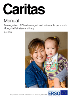 Manual Reintegration of Disadvantaged and Vulnerable persons in Mongolia,Pakistan and Iraq. April 2014