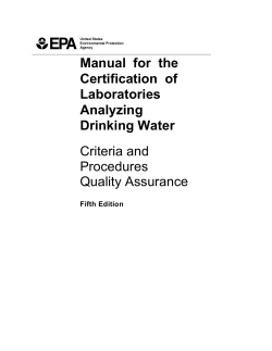 Manual for the Certification of Laboratories Analyzing Drinking