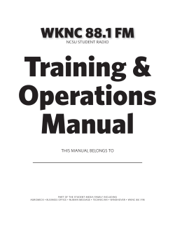Training &amp; Operations Manual WKNC 88.1 FM