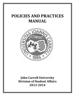 POLICIES AND PRACTICES MANUAL John Carroll University Division of Student Affairs