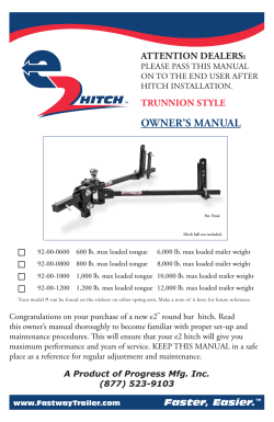 OWNER’S MANUAL ATTENTION DEALERS: TRUNNION STYLE