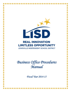 Business Office Procedures Manual Lewisville Independent School