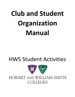 Club and Student Organization Manual HWS Student Activities