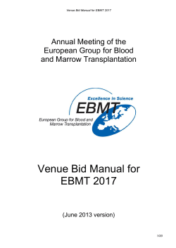 Venue Bid Manual for EBMT 2017 Annual Meeting of the