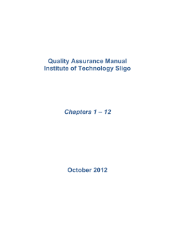 Quality Assurance Manual Institute of Technology Sligo October 2012