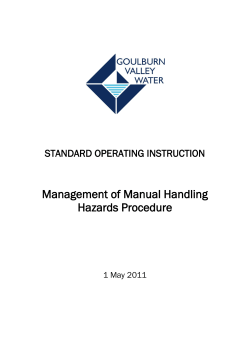 Management of Manual Handling Hazards Procedure  STANDARD OPERATING INSTRUCTION
