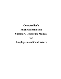 Comptroller’s Public Information Summary Disclosure Manual for