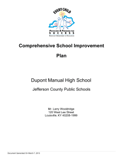 Comprehensive School Improvement Plan Dupont Manual High School Jefferson County Public Schools