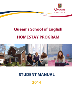 Queen’s School of English HOMESTAY PROGRAM STUDENT MANUAL 2014