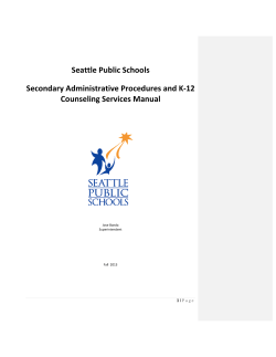 Seattle Public Schools Secondary Administrative Procedures and K-12 Counseling Services Manual
