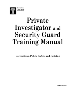 Private Investigator Security Guard Training Manual