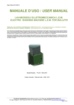 USER MANUAL  LAVABOSSOLI ELLETROMECCANICA L.E.M. ELECTRO  WASHING MACHINE L.E.M. FOR BULLETS
