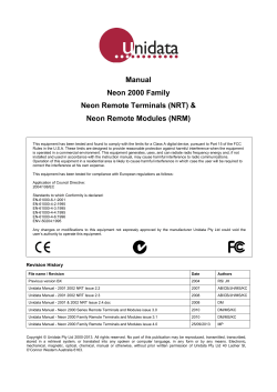 Manual Neon 2000 Family Neon Remote Terminals (NRT) &amp;