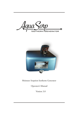 Moisture Sorption Isotherm Generator Operator’s Manual Version 3.0