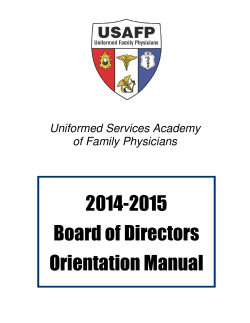 2014-2015 Board of Directors Orientation Manual Uniformed Services Academy